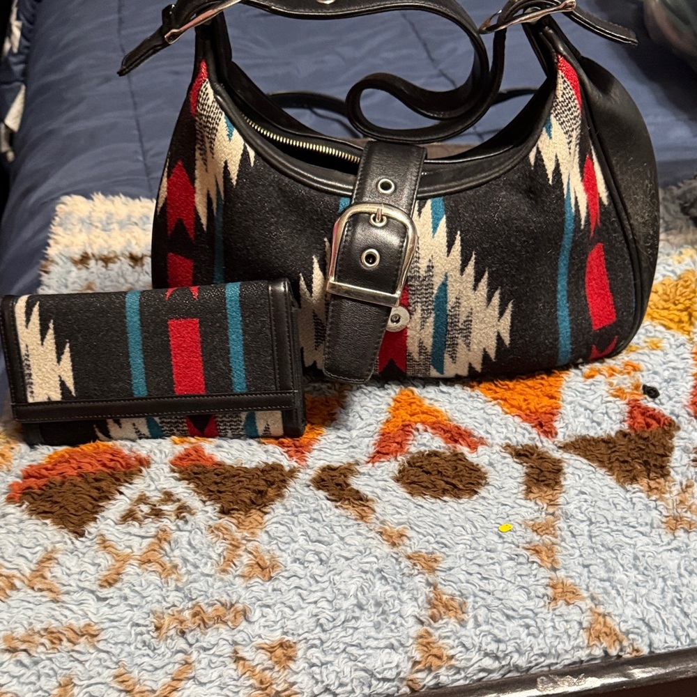 Pendleton Black and Multicolor Shoulder Bag